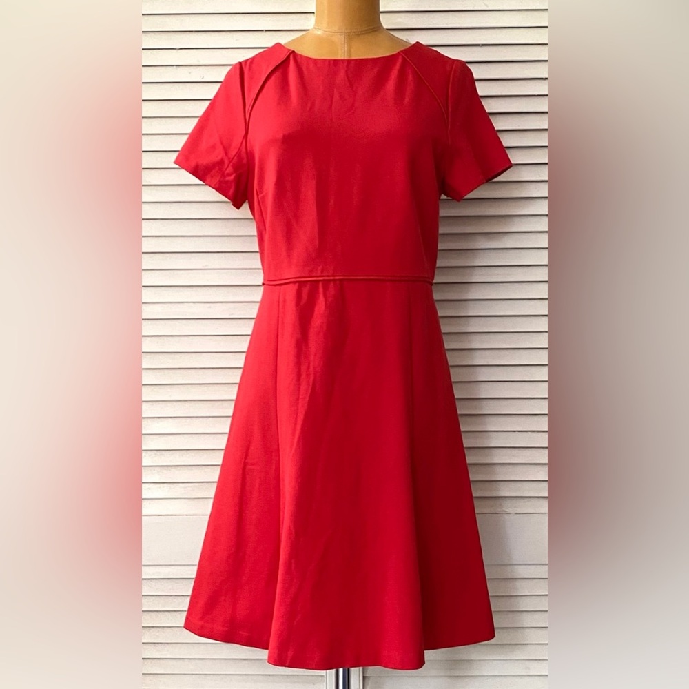 🆕 J.Crew Dress Women’s size 10 Solid Red Short Sleeve Holiday Office Party NWT